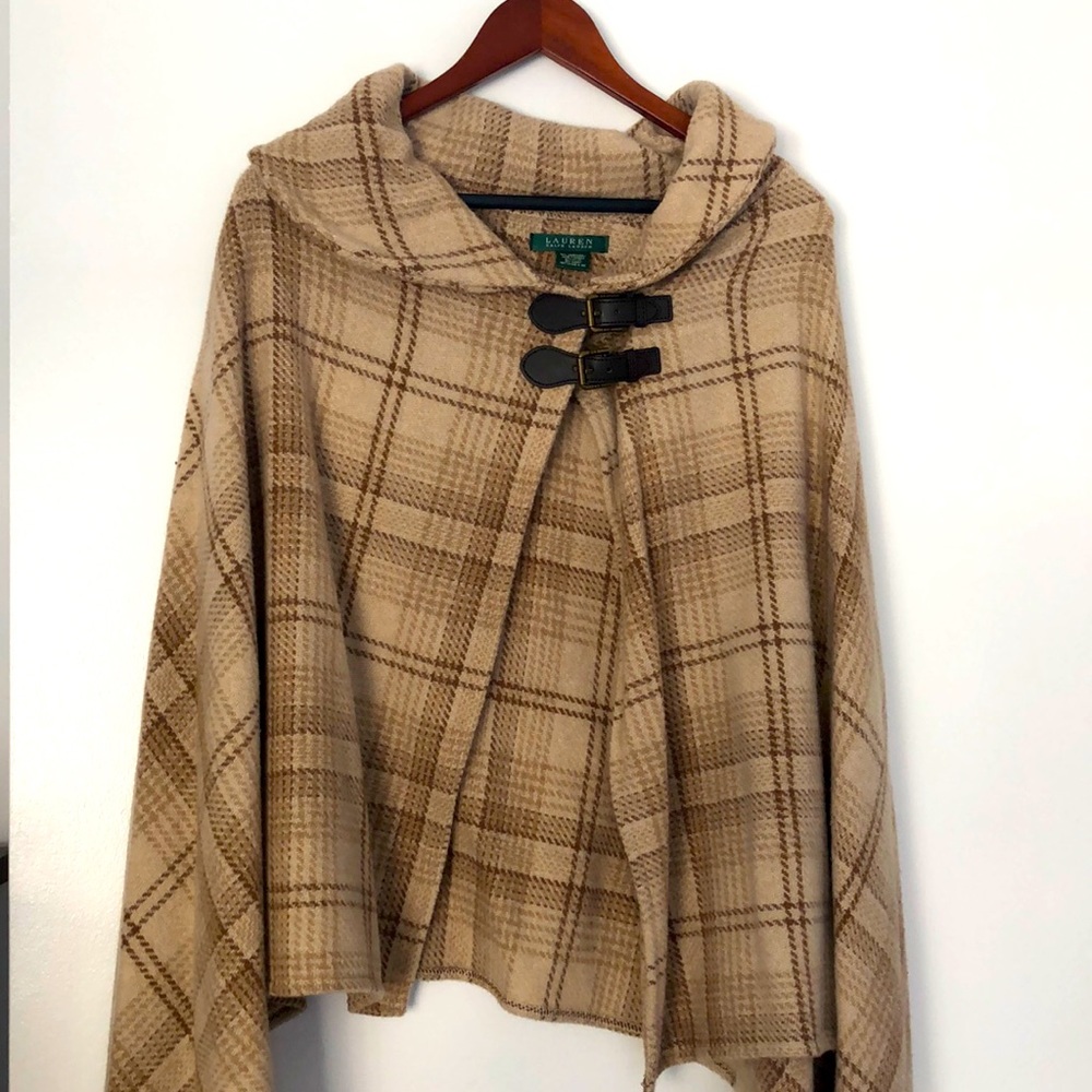 Ralph Lauren Leather Buckle Cape Poncho